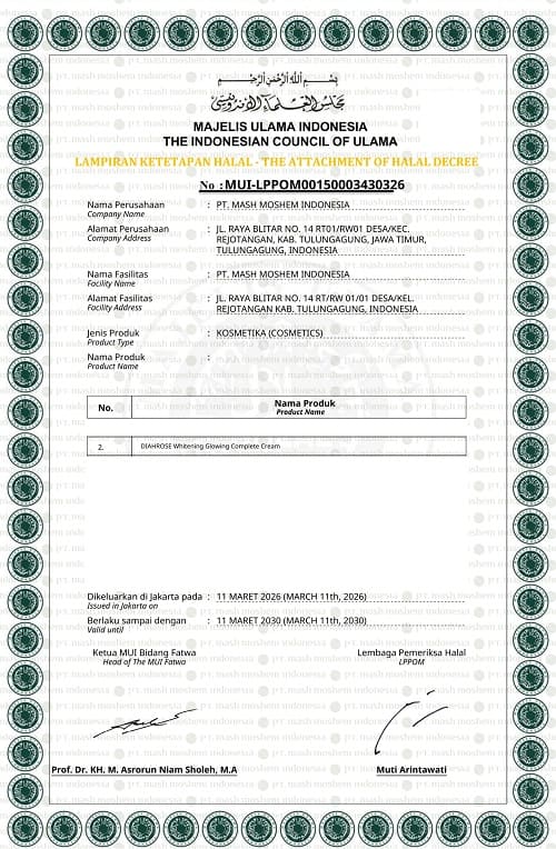 Sertifikat Halal MUI Diahrose 2